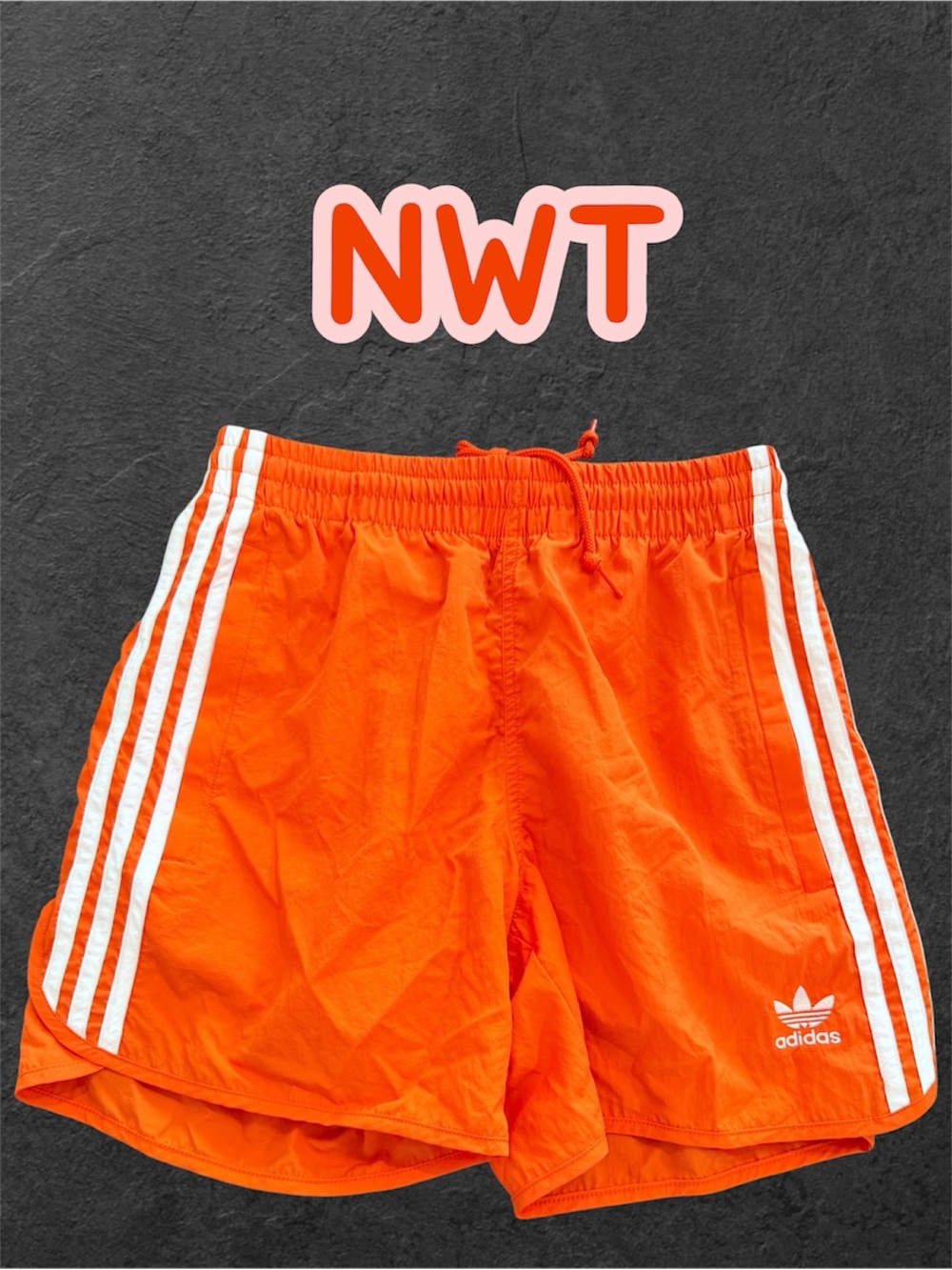NWT Adidas 3-Stripes Shorts - Bright Orange - Men’s XS (Fits Women’s XS/S)